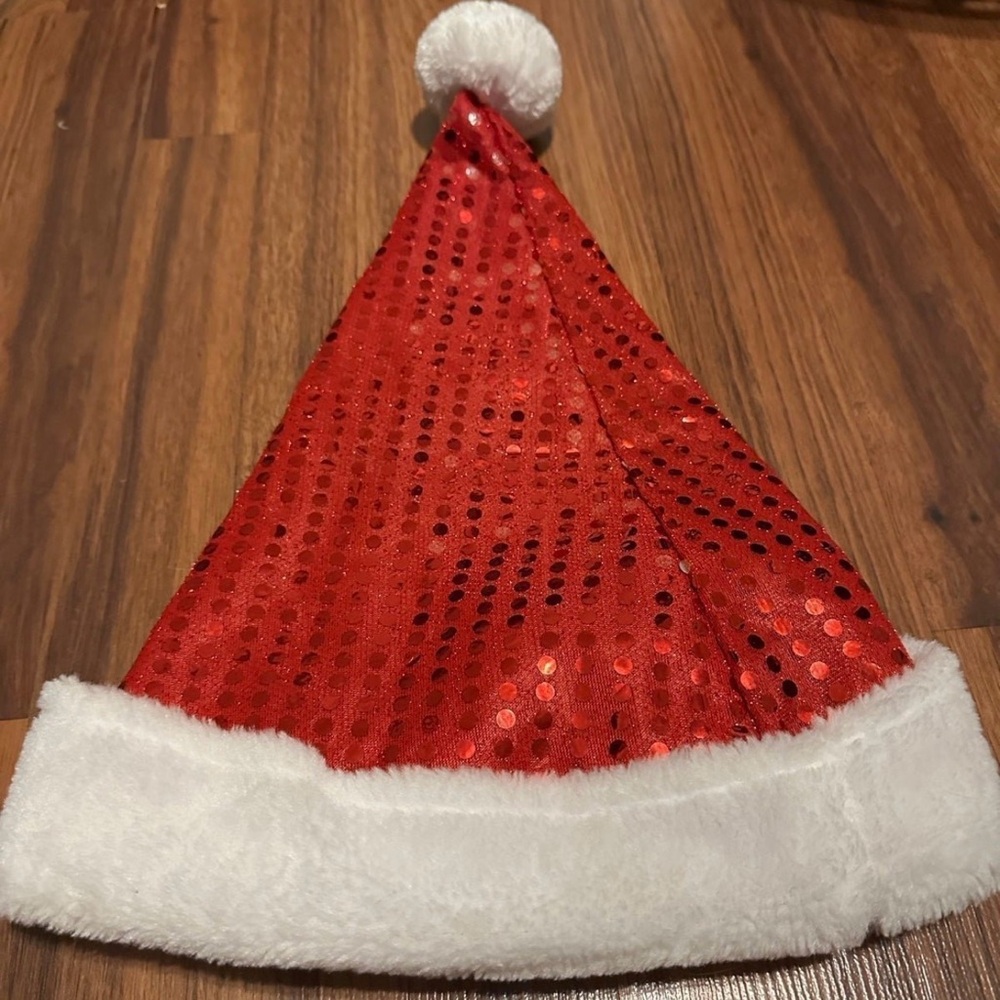 Festive Red Sequin Santa Hat